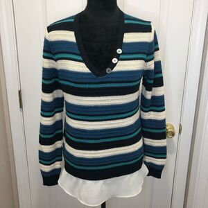 Skye’s The Limit petite v neck sweater with faux blouse bottom size small